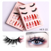 Women Fashion Thick Mink False Eyelashes Santa Claus False Nail Set