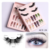 Women Fashion Thick Mink False Eyelashes Santa Claus False Nail Set