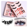 Women Fashion Thick Mink False Eyelashes Santa Claus False Nail Set