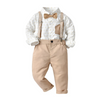 Kids Toddler Boys Spring Autumn Fashion Casual British Style Bow Lapel Shirt Suspender Trousers Boys Party Clothing Set