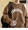 Men Casual Letter Printing Round Neck Long Sleeve Loose Sweatshirt