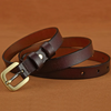 (Buy 1 Get 1) Women Fashion Casual Retro Solid Color Square Pin Buckle Genuine Leather Thin Belt