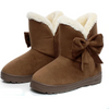 Women Winter Bow Decor Fleece Lined Plush Snow Short Boots