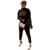 Women Fashion Solid Color Knitted Long Sleeve Bubble Clothing Jumpsuit