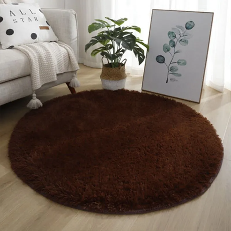 Household Solid Color Round Thickened Carpet