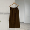 Women Fashion Elegant Mid-Length Solid Color Pocket Office Chic Skirt