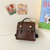 Kids Girls Fashion Casual Retro Solid Color Square Magnetic Button Backpacks Bags