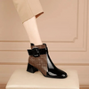 Autumn Winter Women Fashionable Round Toe PU Chunky Heel Chelsea Boots