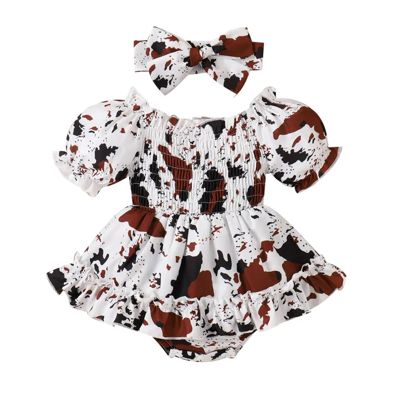 Baby Girls Leopard Print Short Sleeve Romper