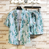 Men'S Fashion Lapel Floral Print Short Sleeve Beach Shirt And Shorts Two-Piece Set