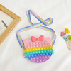 Kids Girls Fashion Sweet Candy Color Cartoon Bow Silicone Mini Crossbody Bag