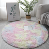 Simple Tie-Dyed Long Plush Thickened Home Round Carpet