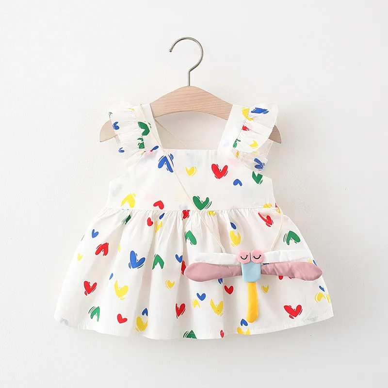 Toddlers Newborn Baby Fashion Girls Sleeveless Cute Heart Print Suspender Dress