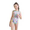 Kids Girls Geometric All Over Print Backless Cut Out One Piece Swimwear