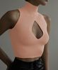 Fashion Women Solid Color Sleeveless Hollow Slim Fit Cropped Knitwear Top