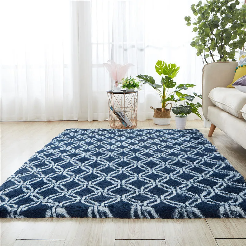 Simple Tie-Dyed Long Plush Thickened Home Round Carpet