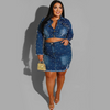 Women Plus Size Fashion Beaded Design Long-Sleeve Short Coat And Bodycon Skirt