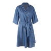 Women Casual Sash Half-Sleeve Shirt Collar Side-Slit Denim Dress