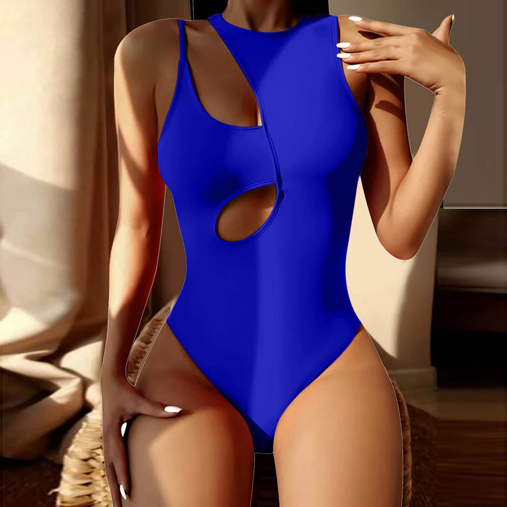 Women Sexy Solid Color Cut Out One-Pieces Swimwear