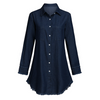 Women Fashion Lapel Long-Sleeve Tassel Denim Blouse