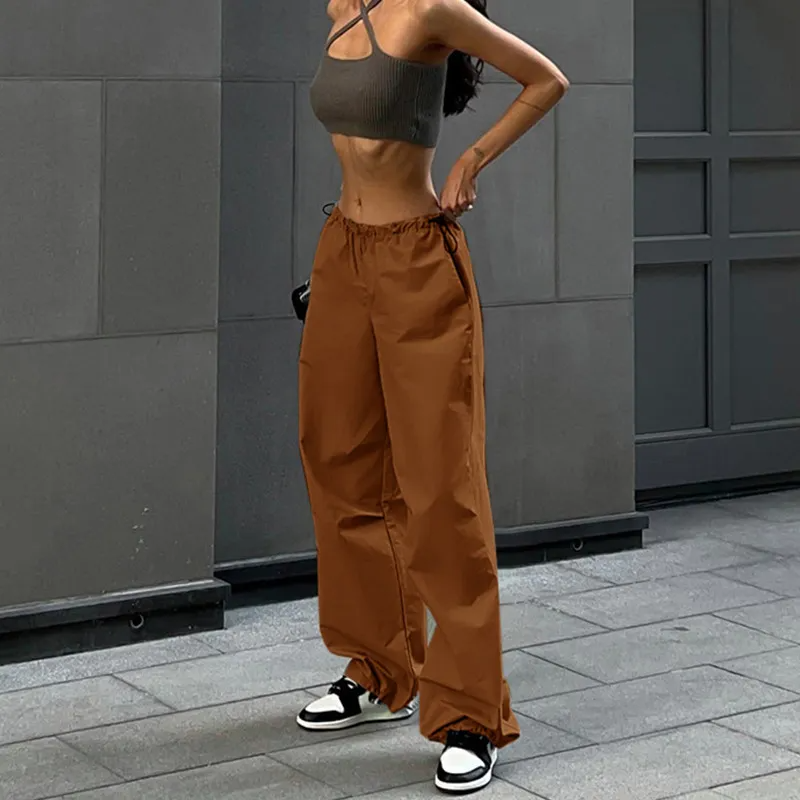 Street Women Fashion Solid Color Drawstring Cargo Pants