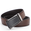 Men Fashion Casual Business Solid Color Leather Automatic Metal Buckle Belt