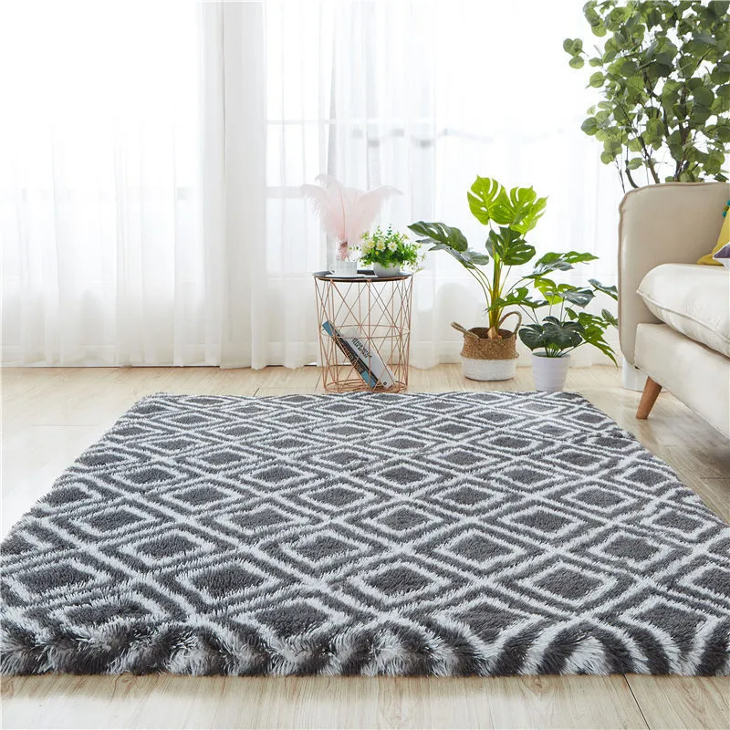 Simple Tie-Dyed Long Plush Thickened Home Round Carpet