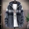 Men Fashion Color Blocking Zipper Hooded Knitwear Coat