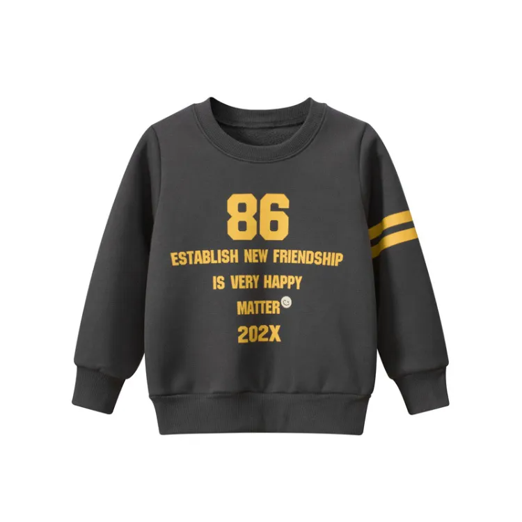 Children Kids Baby Fashion Boys Long Sleeve Letter Print Fleece Sweatshirt