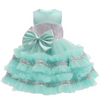 Kids Toddler Girls Fashion Party Cute Sweet Christmas Color Sequins Bow Pleated Sleeveless Mesh Party Tutu Dress