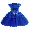 Kids Toddler Big Girls Fashion Party Cute Sweet Solid Color Sequins Pleated Sleeveless Mesh Party Tutu Dress