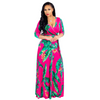 Women Ramadan /Eid Fashion Casual Printed V-Neck Long Sleeve Dress