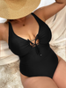 Women'S Solid Color Strap High Waist Sexy Plus Size One Piece Swimsuit