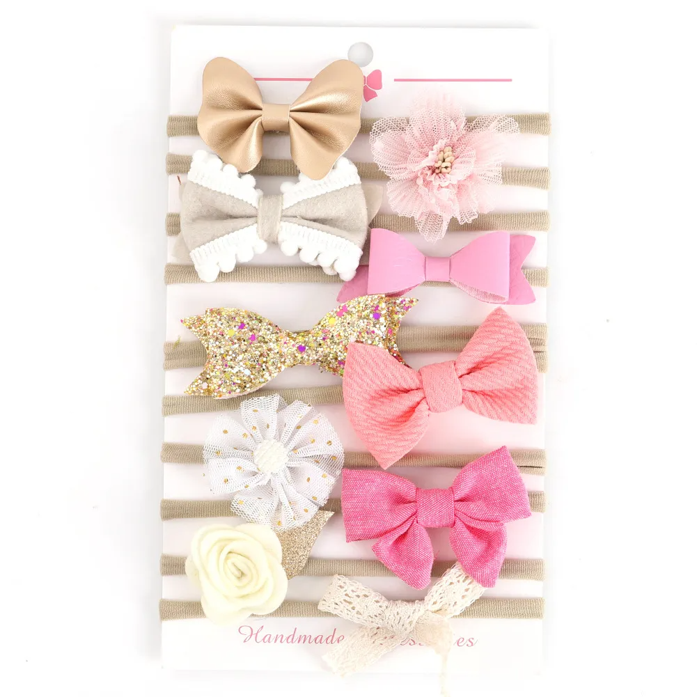 Kids Girls Sweet Cute Tiny Flower Plaid Bow Stripe Polka Dot Leopard Super Elastic Nylon Hair Accessories