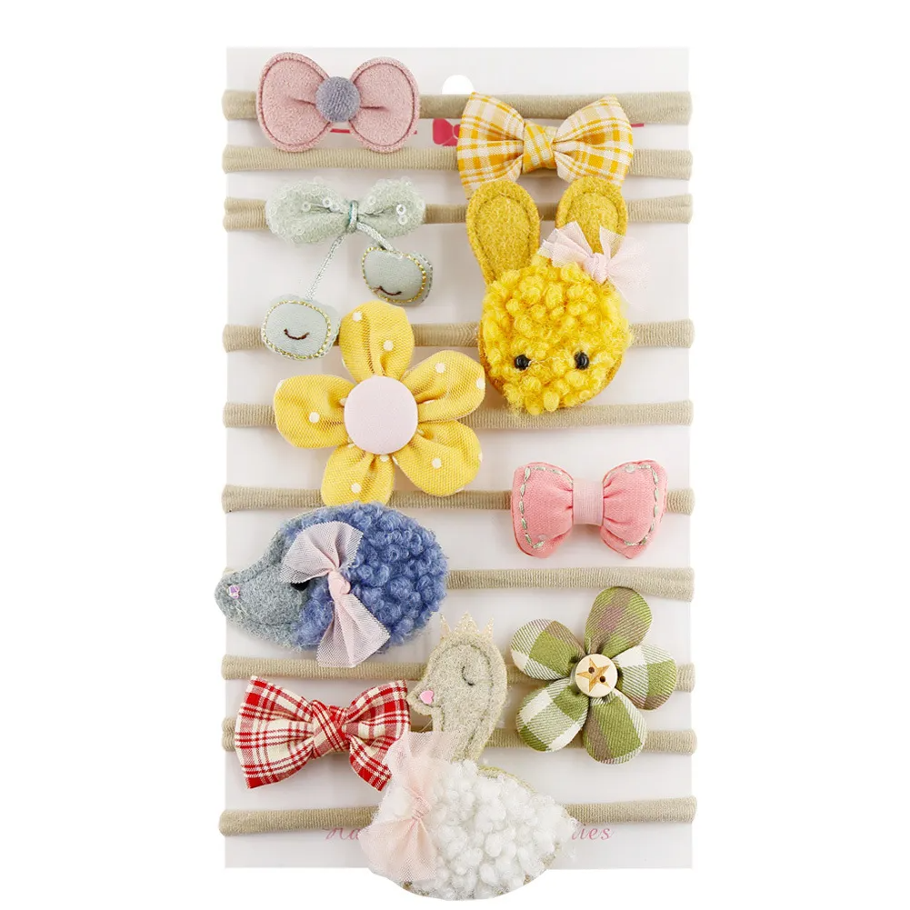 Kids Girls Sweet Cute Tiny Flower Plaid Bow Stripe Polka Dot Leopard Super Elastic Nylon Hair Accessories