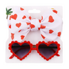 Kids Heart Shape Sunglasses Tie Dye Print Headband Set