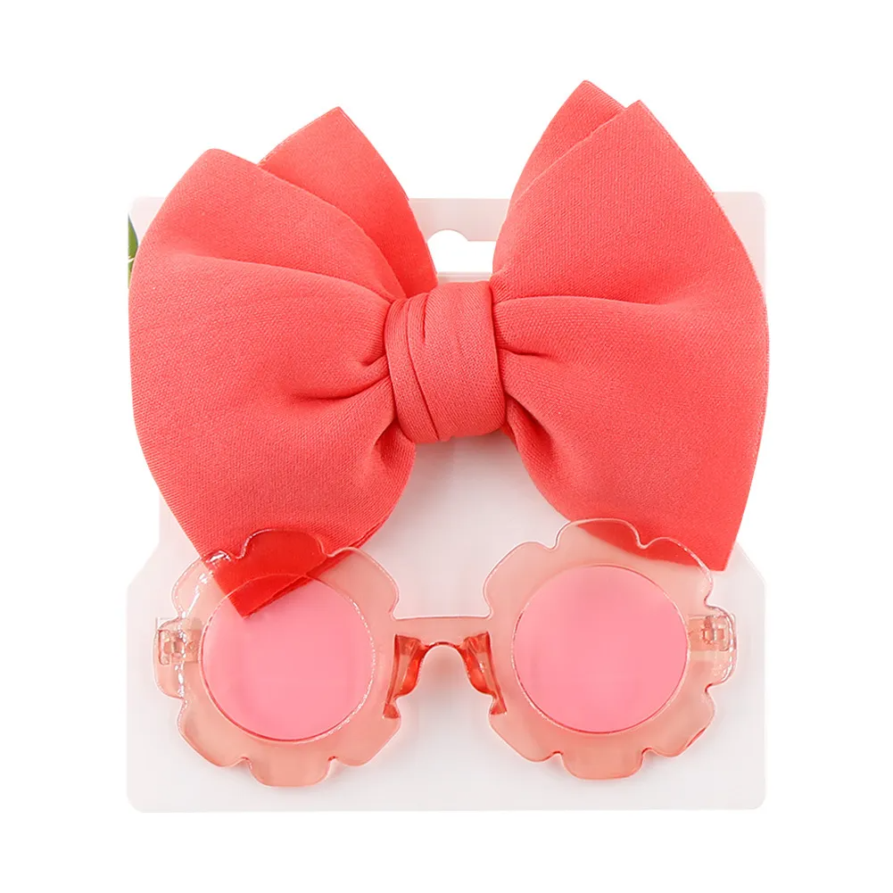 Kids Cute Sunglasses Space Cotton Solid Color Hairband Fashion Set