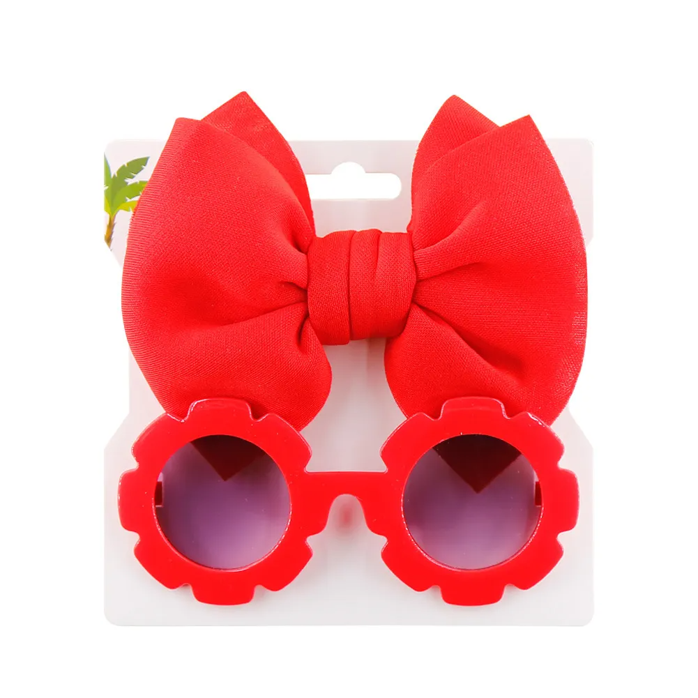 Kids Cute Sunglasses Space Cotton Solid Color Hairband Fashion Set