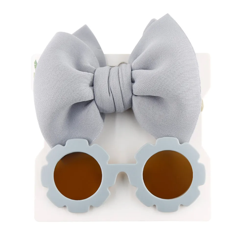 Kids Cute Sunglasses Space Cotton Solid Color Hairband Fashion Set