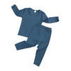 Toddlers Newborn Baby Boys Girls Solid Color Pit Strip Long Sleeve T-Shirt And Pants Pajamas Set