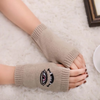 (Buy 1 Get 2) Autumn Winter Women Fashion Devil Eye Embroidered Warm Knitted Half Finger Gloves