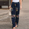 Women'S Fashion Casual Cotton Linen Printed Elastic-Waist Pants