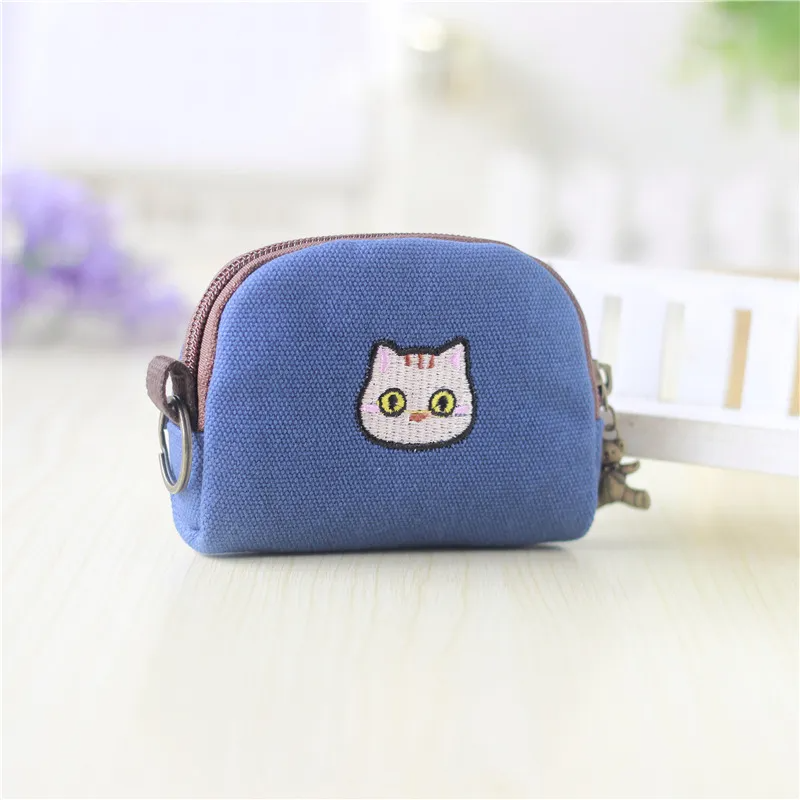 Kids Cute Cartoon Embroidered Canvas Card Holder Coin Purse