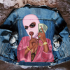 Women Casual Long Sleeves Graphic Printed Single-Breasted Denim Jacket