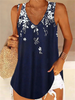 Women'S Loose V-Neck Sleeveless Floral Print Fashion Casual Top Tank