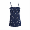 Women'S Fashion Temperament Butterfly Printing Denim Slip Dress