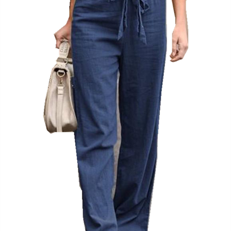 Women'S Fashion Casual Cotton Linen Printed Elastic-Waist Pants