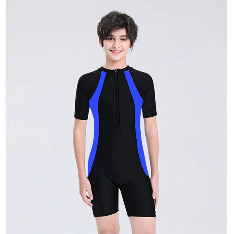 Kids Basic Color Blocking Quick-Drying Breathable One-Piece Swimsuit