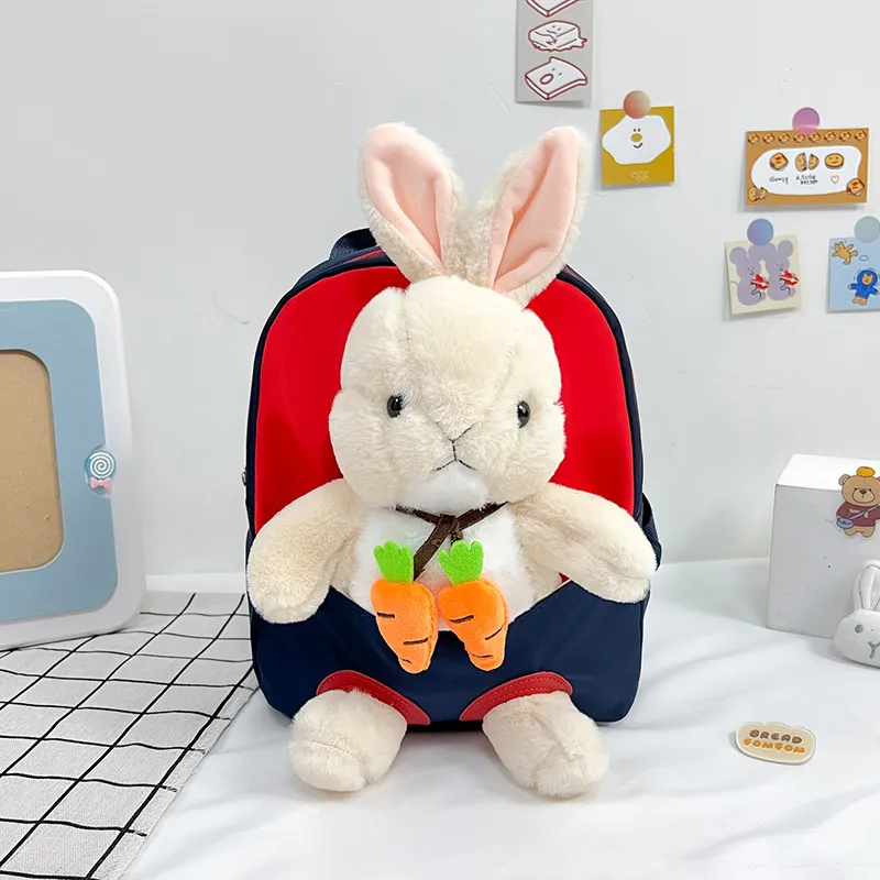 Children Kids Baby Fashion Boys Girls Cartoon Rabbit Doll Plushtoy Backpack School Bag