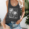 2 Pieces Women Casual Summer Vacation Large Size Coconut Tree Printing Tank Top